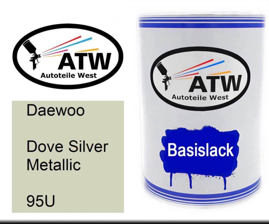 Daewoo, Dove Silver Metallic, 95U: 500ml Lackdose, von ATW Autoteile West.